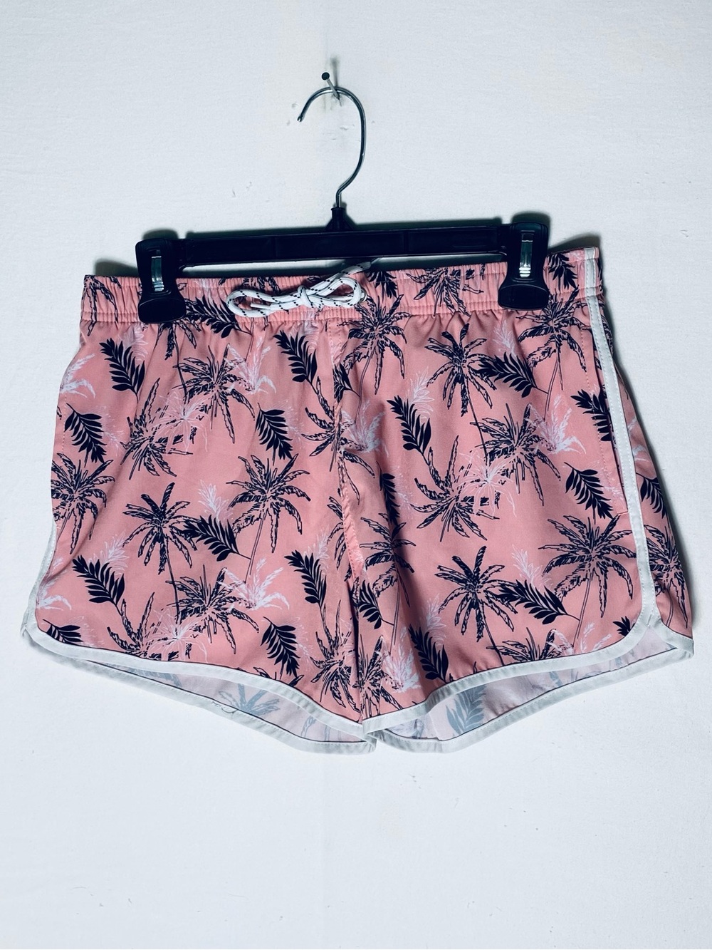 Tropical Pink Palm Tree Print Board Shorts Swim Trunks Athletic S